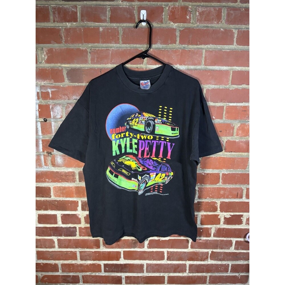 Vintage 90s Kyle Petty Shirt Neon Colored Nascar 42 Mello Yello Racecar Adult XL